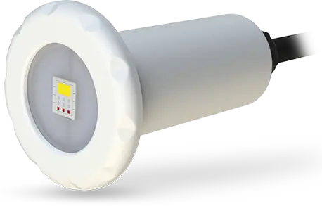 Tholz Model T pool light shown in perspective view, featuring a compact design and durable construction.